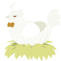 Wilbur, a white chicken with a lace pattern
