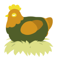 A olive and ochre chicken with a head pattern