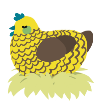 A yellow and bark chicken with a lace pattern