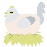 A cream and mist chicken with a head pattern