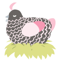 A grey and rose chicken with a lace pattern