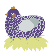 A overcast and silver chicken with a lace pattern
