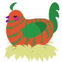 A vermilion and viridian chicken with a bar pattern