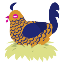 A orange and navy chicken with a lace pattern