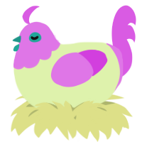 A apple and orchid chicken with a head pattern