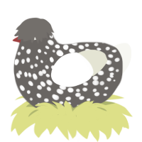 dislike of milk, a grey and white chicken with a speckle pattern