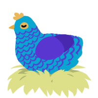A cerulean and indigo chicken with a lace pattern