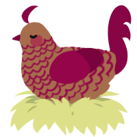 A brown and maroon chicken with a lace pattern
