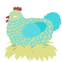 A gluppy and aqua chicken with a lace pattern