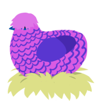 A orchid and indigo chicken with a lace pattern