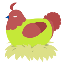 A lime and red chicken with a head pattern