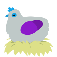 A silver and violet chicken