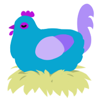 A cerulean and lilac chicken