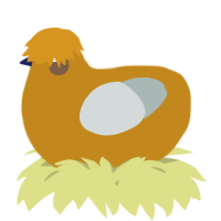 A ochre and silver chicken