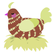A russet and lemon chicken with a bar pattern
