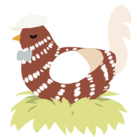 A russet and cream chicken with a bar pattern