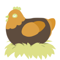 A bark and orange chicken with a head pattern