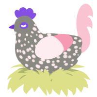 A ash and rose chicken with a speckle pattern