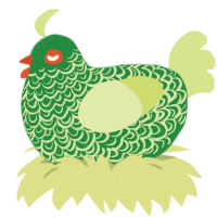Cucumber, a viridian and lemon chicken with a double-lace pattern