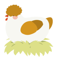 A white and ochre chicken