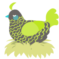 A grey and lime chicken with a lace pattern