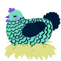 A mint and tumblr chicken with a lace pattern