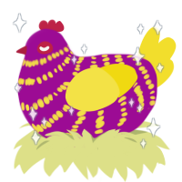 Cranberry Sauce, a plum and yellow chicken with a bar pattern