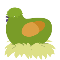 A chartreuse and orange chicken