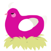 A fuchsia and white chicken