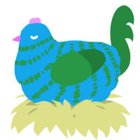 A sky and viridian chicken with a bar pattern