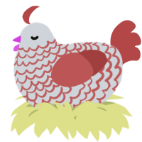 A mist and red chicken with a lace pattern