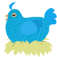 and dumplings, a cerulean and sky chicken with a lace pattern