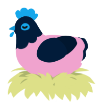 A pink and tumblr chicken with a head pattern