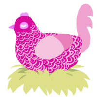 Woahh, a fuchsia and pink chicken with a double-lace pattern
