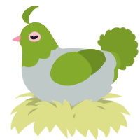 A silver and chartreuse chicken with a head pattern