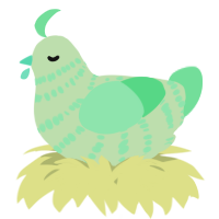 A gluppy and spring chicken with a bar pattern