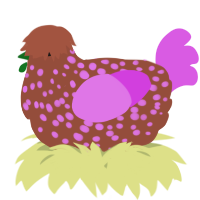 A russet and orchid chicken with a speckle pattern