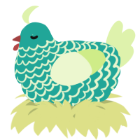 A turquoise and apple chicken with a lace pattern