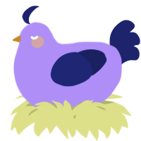 A lilac and navy chicken