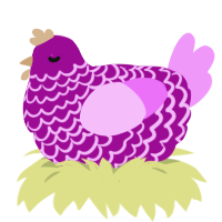 Fork, a plum and lavender chicken with a lace pattern