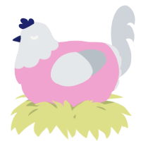 A pink and mist chicken with a head pattern