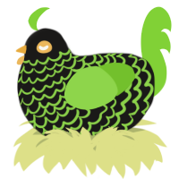 A sable and grass chicken with a lace pattern
