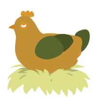 A gold and olive chicken