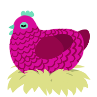 A fuchsia and maroon chicken with a lace pattern