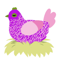 Valentines, a amethyst and pink chicken with a double-lace pattern
