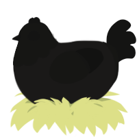 A sable and black chicken with a head pattern