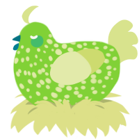 Limeade, a grass and lemon chicken with a speckle pattern