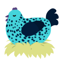 A aqua and tumblr chicken with a speckle pattern