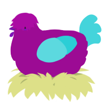 A plum and aqua chicken