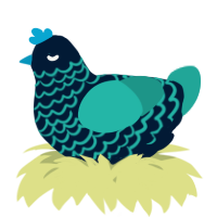 A tumblr and turquoise chicken with a lace pattern